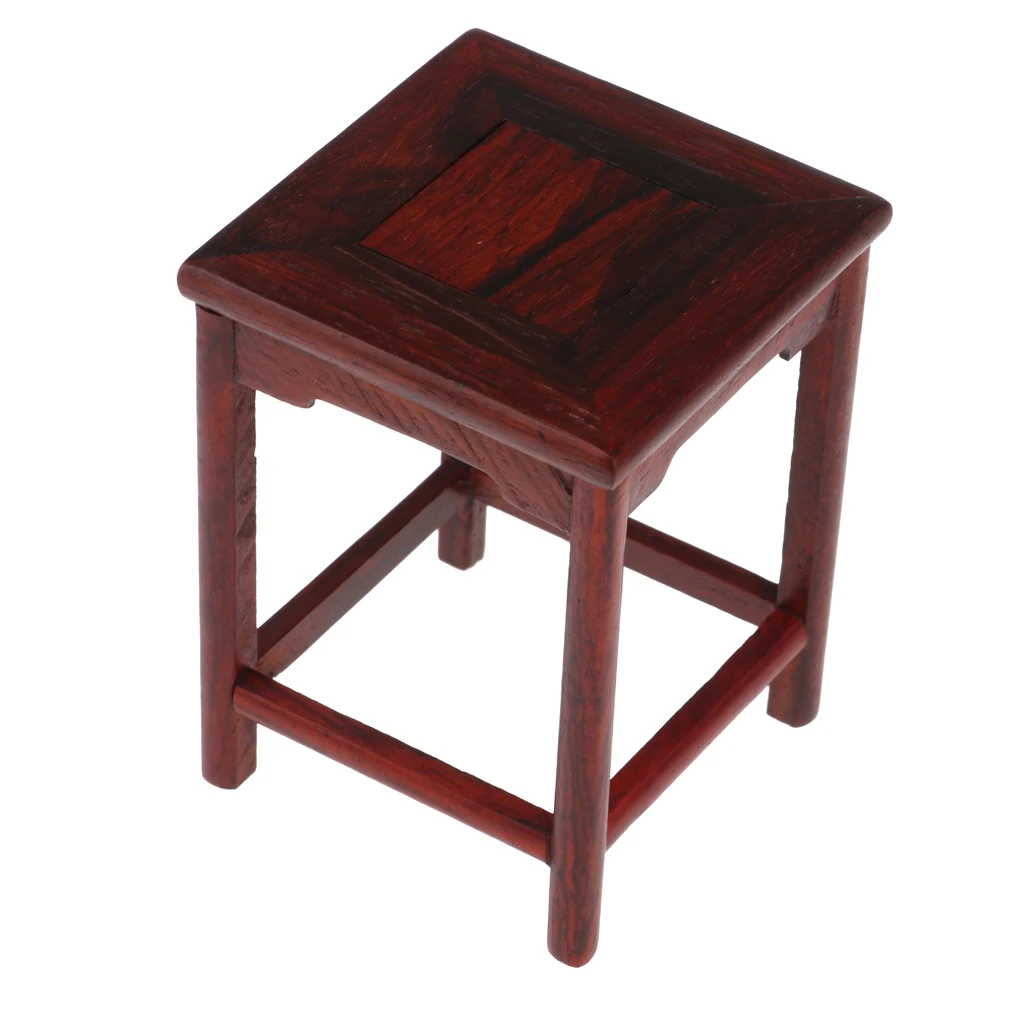  1:6 Dollhouse Solid Rosewood Miniatures Furniture Wooden Tea Table and Two Armchairs Home Decor