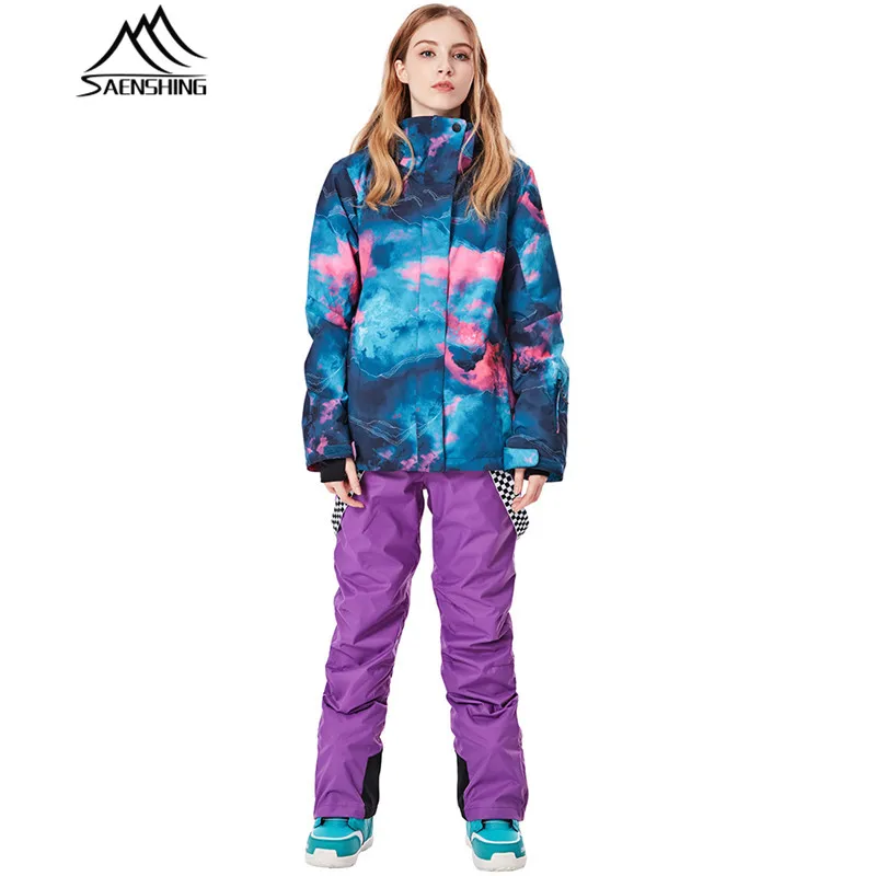 

Winter Ski Suit Women Mountain Skiing Suit Waterproof Thicken Warm Ski Jacket Snowboard Pants Outdoor Snowboarding Suits Mujer