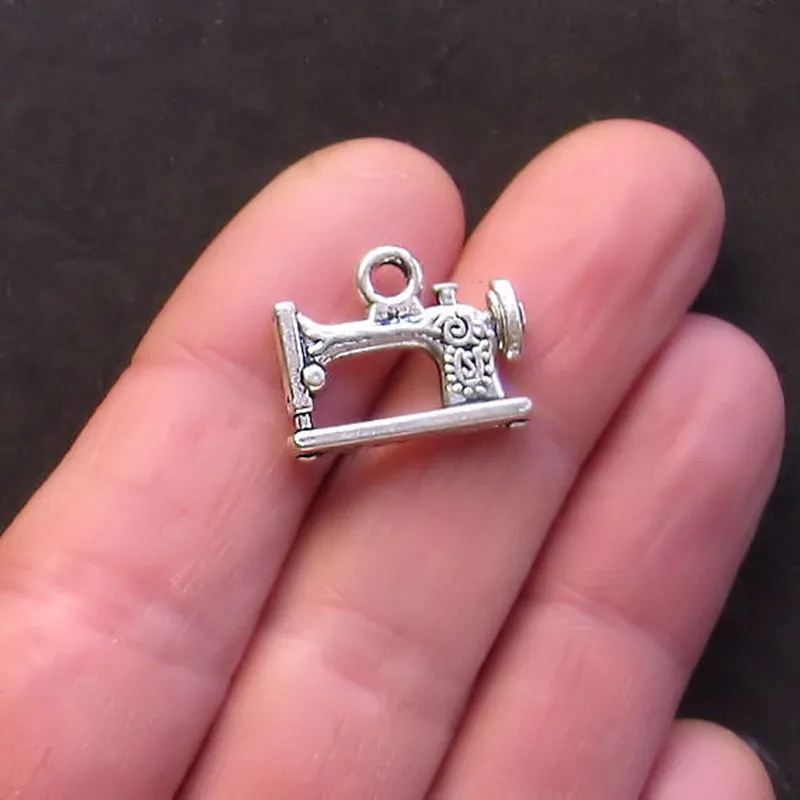 

10pcs Charms vintage singer treadle sewing machine Tibetan Silver Plated Pendants Antique Jewelry Making Handmade Craft