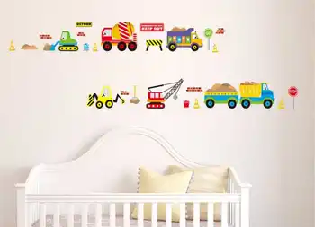 

Truck Cars Builder Vehicle Diggers And Crane Room Wall Art Stickers Vinyl Decal Home Decoration