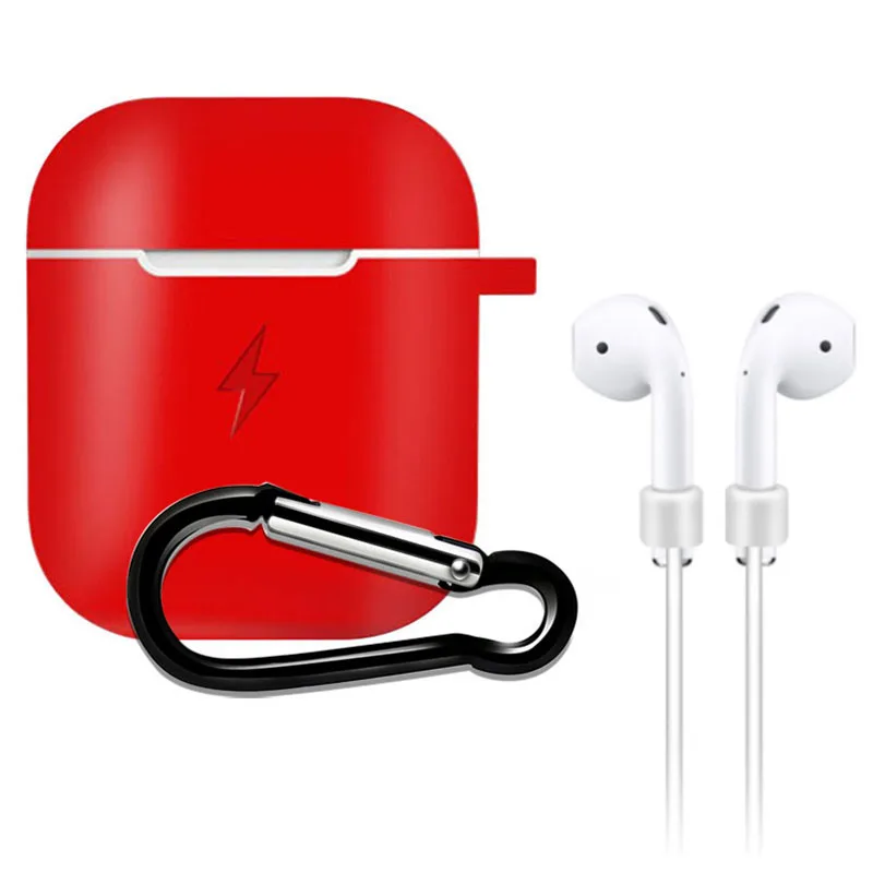 Силиконовый беспроводной зарядный чехол для Airpods 5 v QI беспроводной зарядный приемник протектор для наушников чехол совместимый для Apple - Цвет: Красный