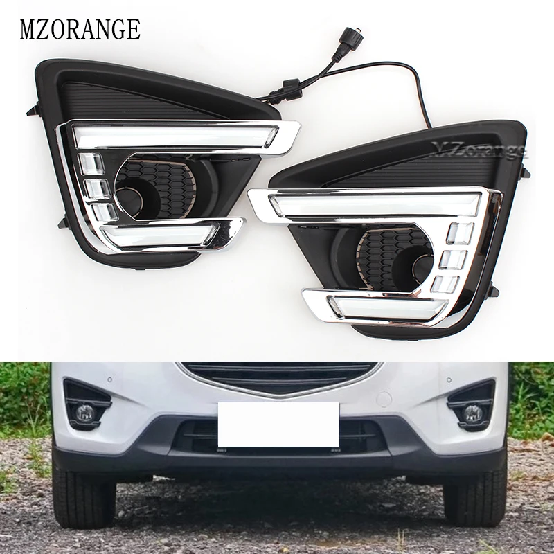 

MZORANGE For Mazda cx-5 cx5 cx 5 2012- 2016 Turn Signal Style Relay 12V LED Car drl Daytime Running Lights With Fog Lamp Hole