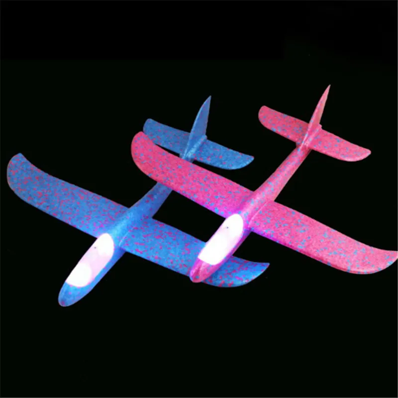 

LED Night Airplane Hand Launch Throwing Glider Aircraft Inertial Foam EVA Airplane Toy Plane Model Outdoor Educational Toys 30cm