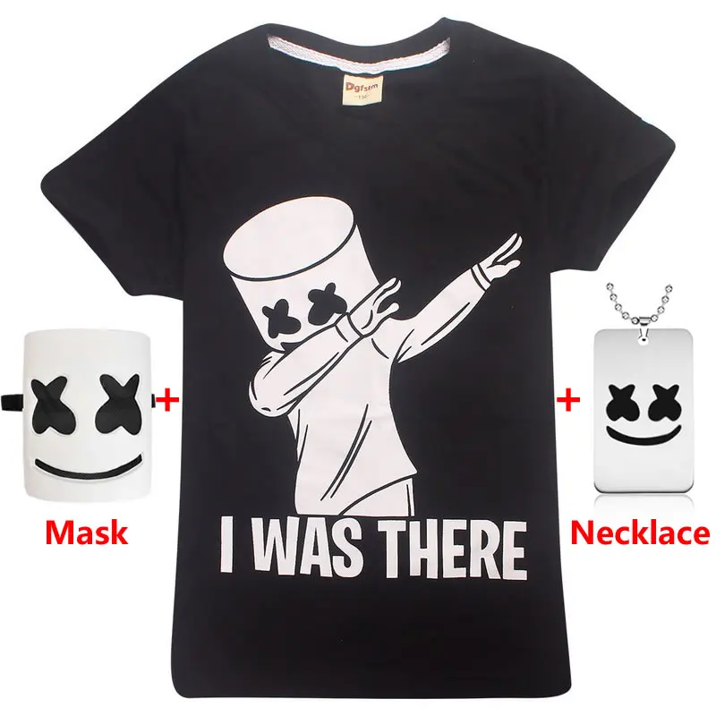 

100% Cotton Fabric Boys Girls Marshmello DJ Mask Minecraft Design T Shirt Kids Short Sleeve Tops Children's Funny T-Shirt 2019