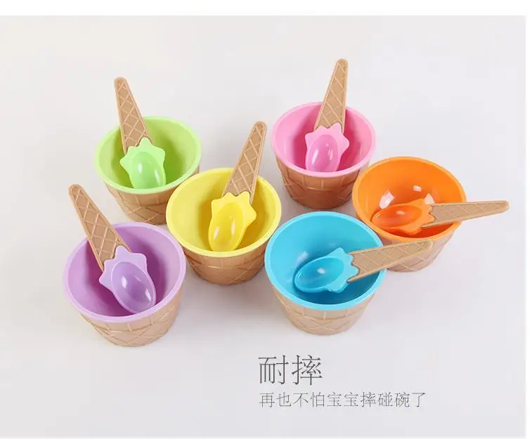 6 конфетных цветов Детские миски для мороженого с ложкой Детские Многоразовые десертный контейнер стаканчики для мороженого чашки для