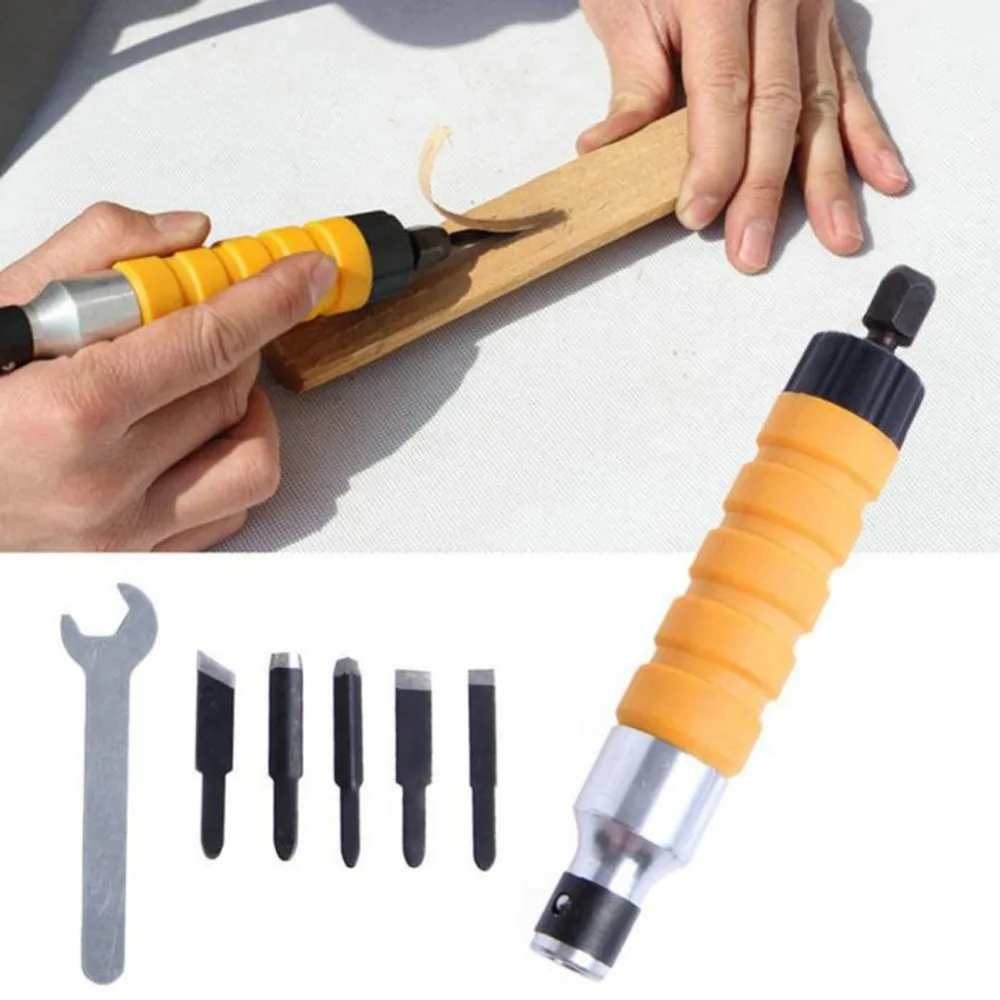 1 Set Wood Chisel Carving Tool Set Electric Chisel+5 Carving Tips