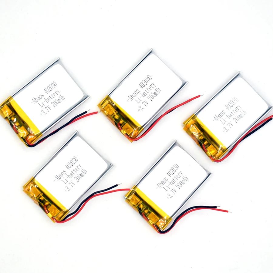 

5PCS 3.7V 200 mAh Li-Polymer Rechargeable Battery 402030 Li Po ion for GPS Bluetooth MP3 MP4 MP5 Watch 042030