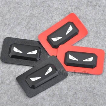 

30pcs 35*57mm Patches for clothing black PU leater badges with metal logo matt black, white EYES for Denim sportwear PLB-028