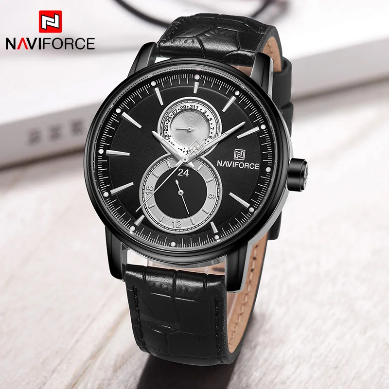 

Top Men's Watches Brand NAVIFORCE Men Business Watch Genuine Leather Strap Analog Quartz Sport Watch Simple Man Gift Wristwatch