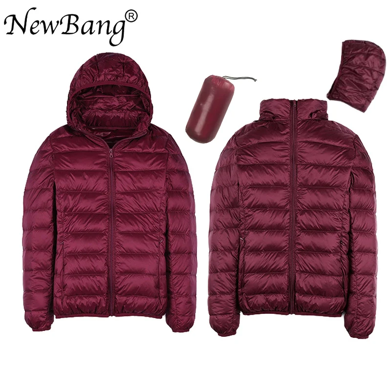 

NewBang 8XL 7XL Plus Size Women Duck Down Jacket Ultra Light Down Jacket Women's Hat Detachable Warm Windproof With Storage Bag