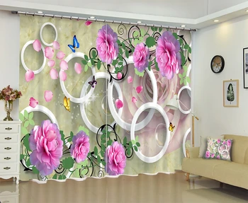 

Flowers print Europe Luxury 3D Blackout Window Curtain For Living room Bed room Hotel Wall Tapestry Drapes Cortinas Decorative