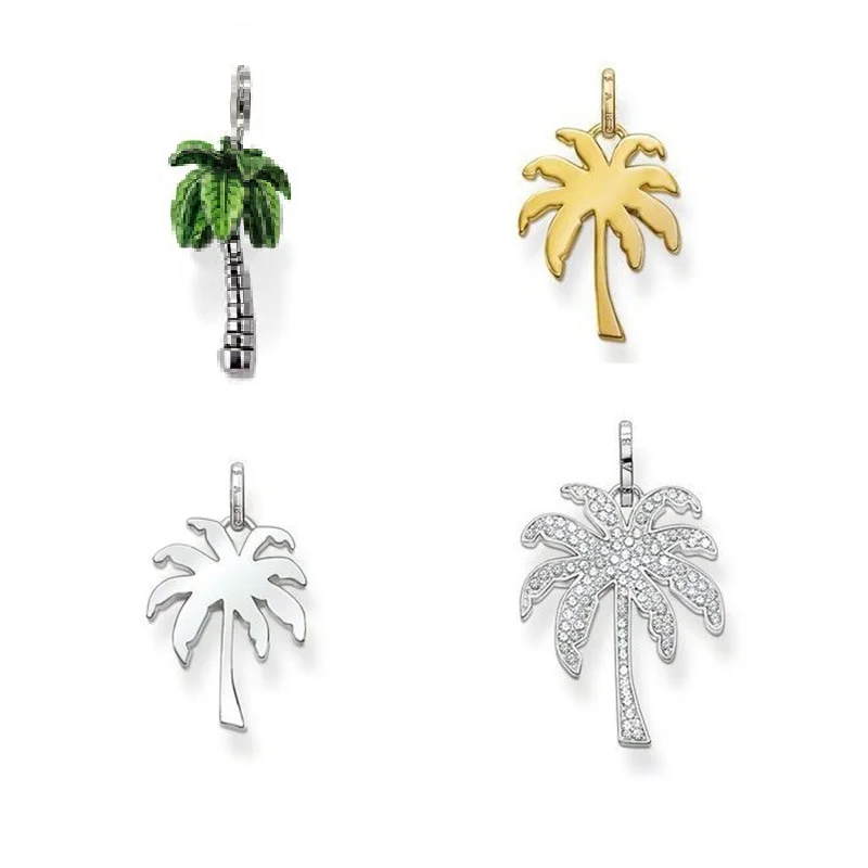 

925 Sterling Silver Palm Coconut Tree Glam Pendants Fit Chain Necklaces, European Bijoux Most Fashion Soul Jewelry for Women Men