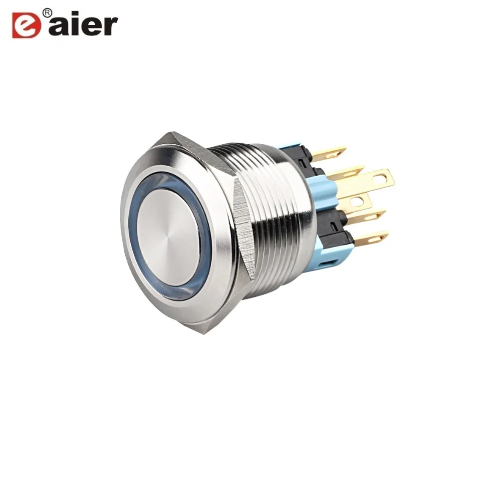 10Pcs High Quality 22MM Waterproof Push Button Switch Momentary/Latching Fuction Switches 6 Pins Flat button With 12V/220V LED