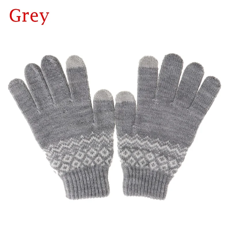 grey 1 пара, женские, для девочек, тянущиеся шерстяные вязаные перчатки, перчатки, варежки с принтом кота, зимние теплые спортивные перчатки для улицы, рождественские подарки - Цвет: grey