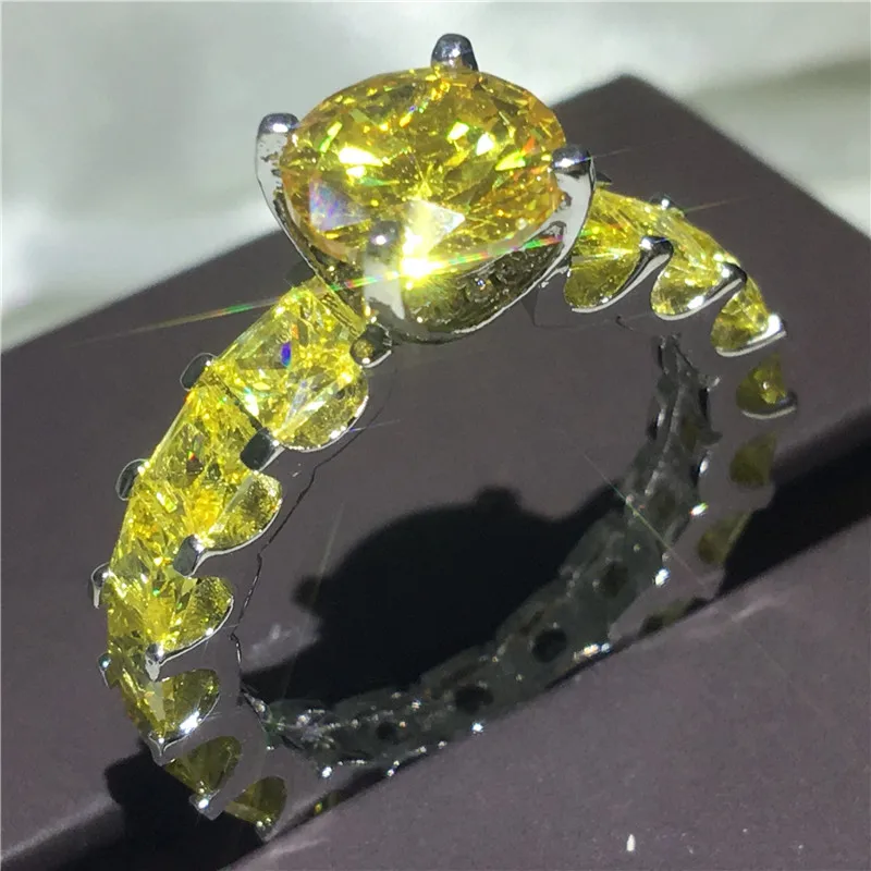 Choucong, 3 цвета, уникальное Винтажное кольцо, 925 пробы, серебро, AAAAA, cz, камень по месяцу рождения, вечерние, обручальное кольцо, кольца для женщин, мужчин, ювелирное изделие, подарок - Цвет основного камня: Золотой