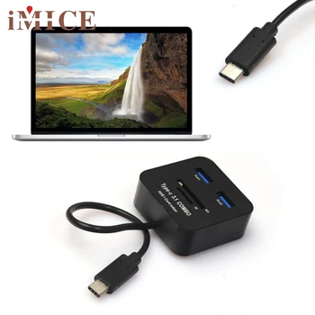 

USB 3.1 Type C 2 Port USB 3.0 Hub SD TF Memory Card Reader Adapter For Macbook jul5