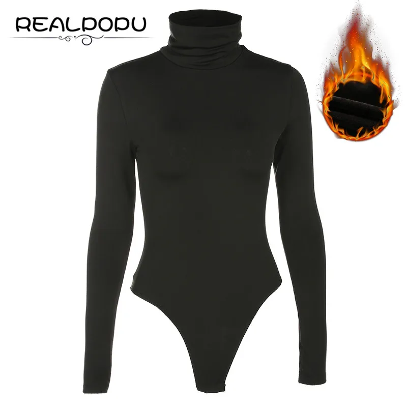 Realpopu Suede Inner Warm Winter Black Bodysuit Turtleneck Long Sleeve Casual Knitted Skinny Bodycon Sexy Overalls Romper Women Realpopu Suede Inner Warm Winter Black Bodysuit Turtleneck Long Sleeve Casual Knitted Skinny Bodycon Sexy Overalls Romper Women