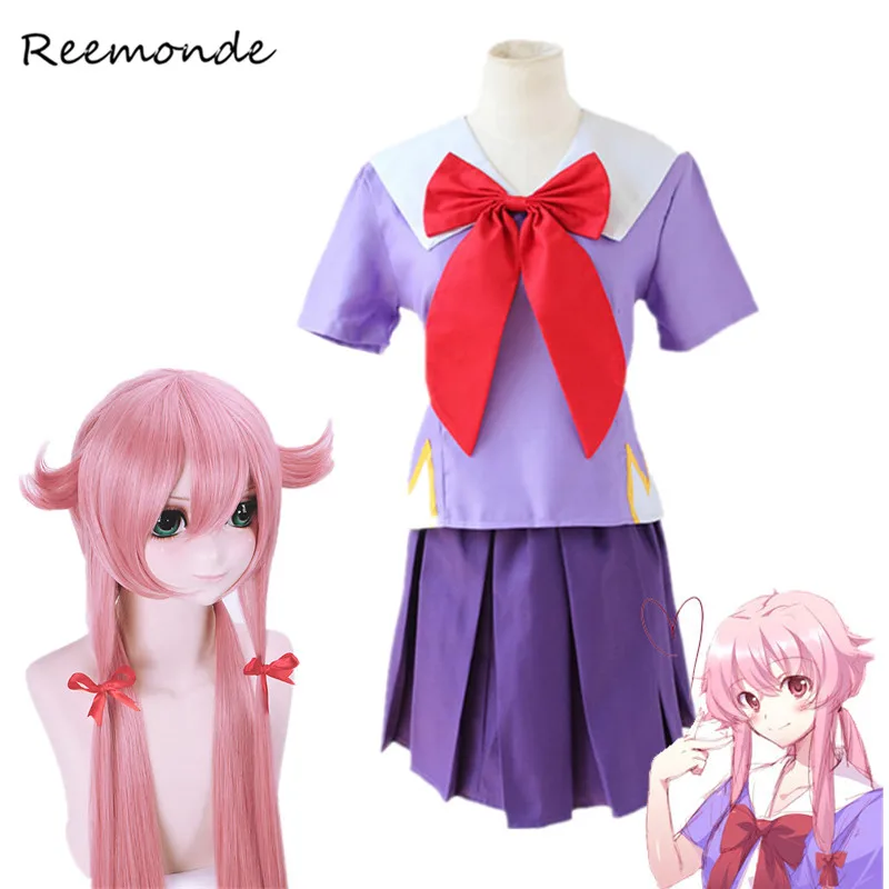 Костюмы для косплея аниме Mirai Nikki Gasai Yuno косплей парик женщин школьная форма