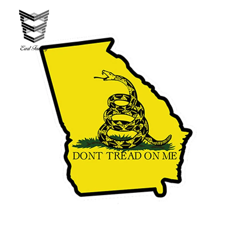 

EARLFAMILY 13cm x 11cm Car Styling Georgia State Don't Tread On Me Printed Vinyl Decal Sticker Ga Waterproof Car Accessories