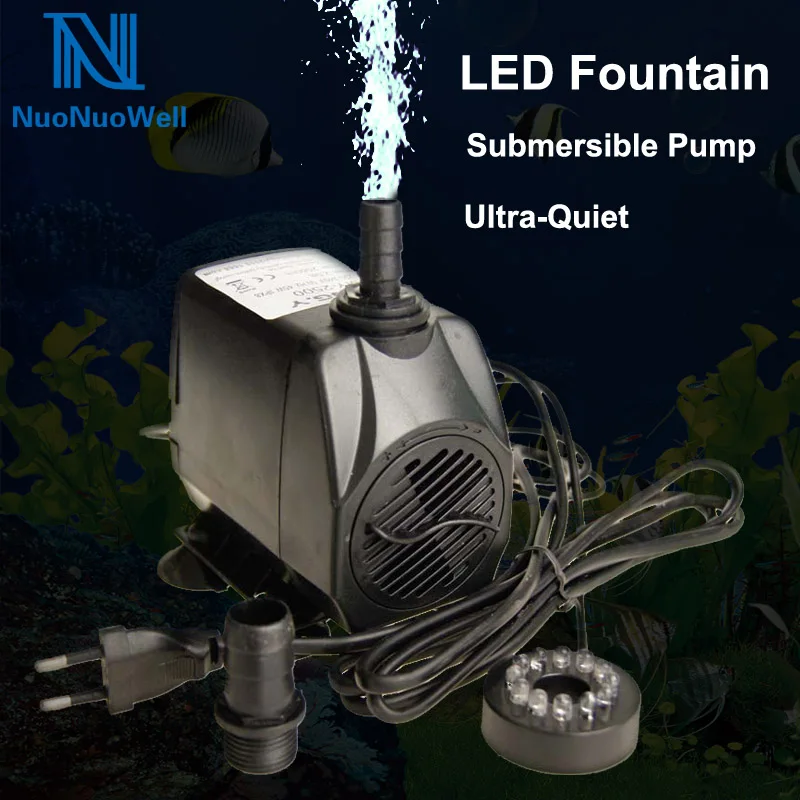 NuoNuoWell 12 LED Light 15W Submersible Water Pump Mini Aquariums KOI Fish Pond Fountain Sump