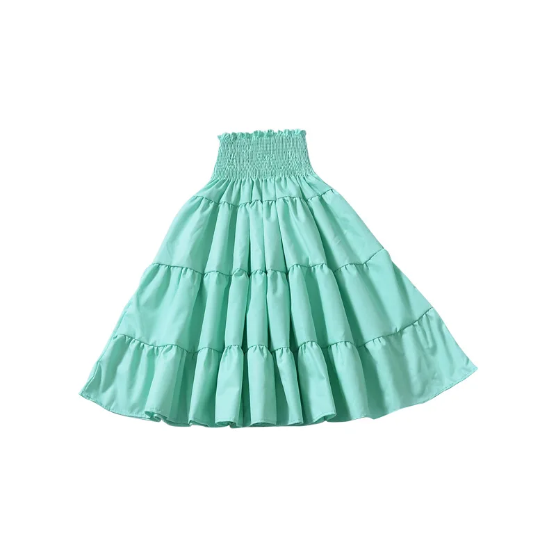 

1-4T baby girl solid color pleated ankle legnth draped skirt for kids