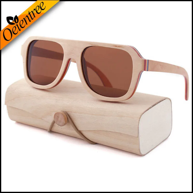 Oeientree, коричневые, для скейтборда, деревянные солнцезащитные очки, женские, Ретро стиль, солнцезащитные очки, мужские, люксовый бренд, поляризационные, винтажные, деревянные, Брендовые очки