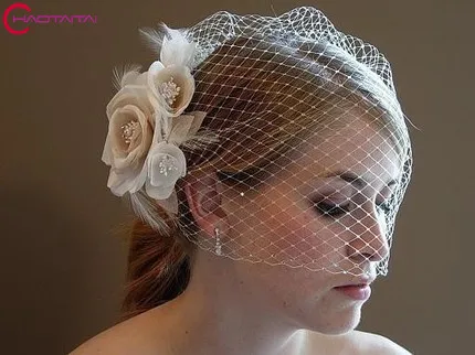 Netting Ivory Feather Wedding Veil White Flower Bridal Beads Netting Ivory Feather Wedding Veil White Flower Bridal Beads Birdcage Headpiece Head Accessories In Veils From Weddings