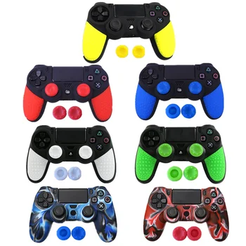

Silicone Joystick Case+2 joystick Grips Caps For Playstation 4 Dualshock 4 PS4 PRO Slim Controller Protective Grip Case Cover