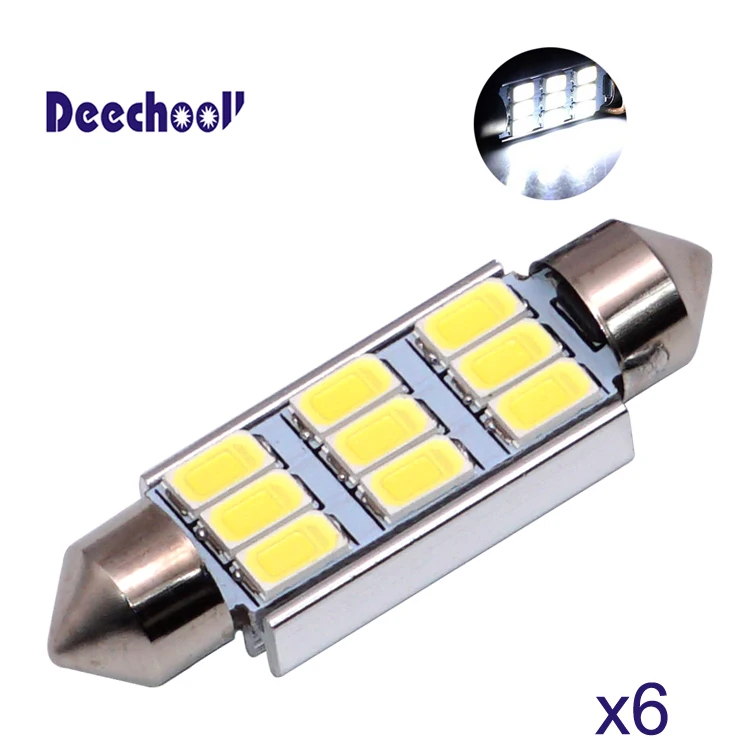 

6PCS 578 LED Bulb,6pcs 42mm 1.65 Inch 9SMD Festoon LED Interior Map Dome Door Lights Bulbs 211-2 212-2 569 578 6411 White