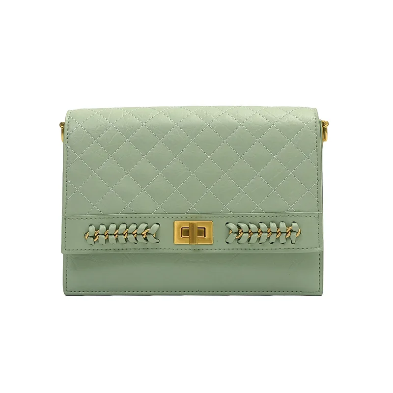 

2019 Summer New Small Flap Bag with Chain Embroidery Thread Leather Messenger Bag Shoulder Bag for Women