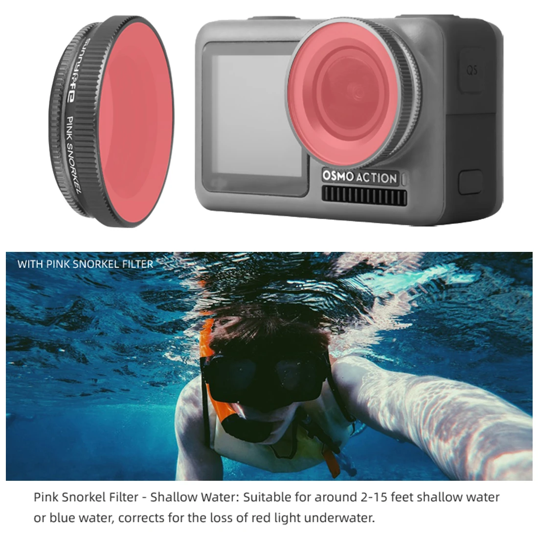 

sunnylife Camera Lens Diving Filter for DJI OSMO Action Camera Drone Filter Outdoor Sports Camera Acces- Pink