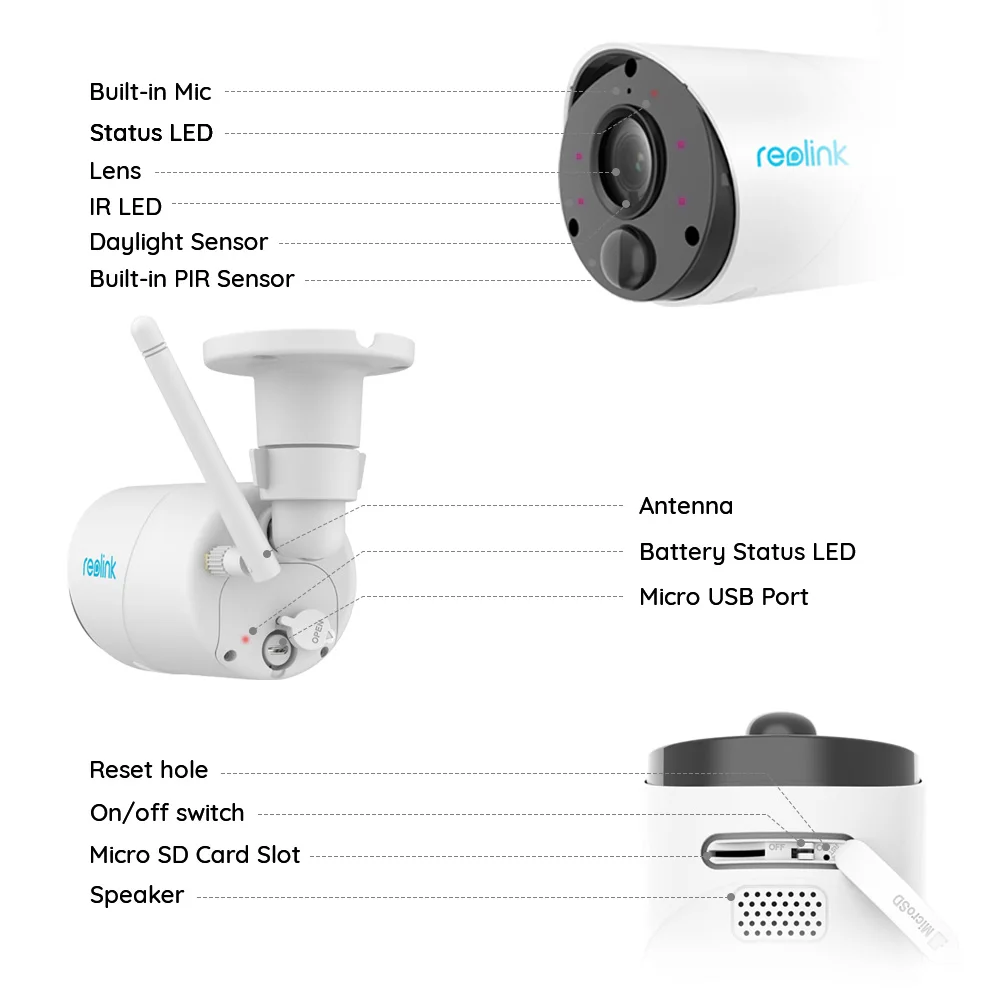 Reolink 100% Беспроводная ip камера безопасности Argus Eco и солнечная энергия Full HD 1080P