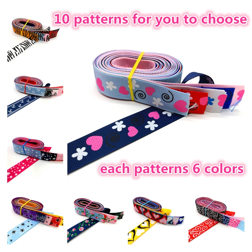 

6 Yards 3/4" Color Mixing Handmade Ribbon 10 Patterns Grosgrain Ribbon Bowknot Clips Crafts Wedding Party Decorations Ribbon