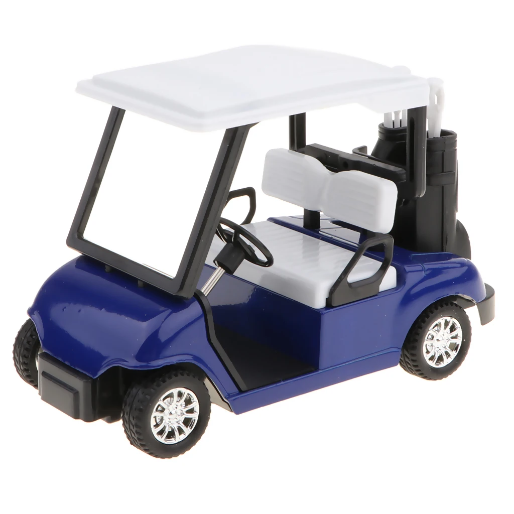 1:20 Scale Mini Alloy Pull Back Golf Cart with Clubs Diecast Model Toy Collectibles Birthday Gift –Blue