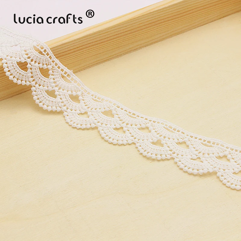 Lucia crafts 2Y/лот 33 мм белые вышитые кружевные обрезные тканевые ленты для свадебного