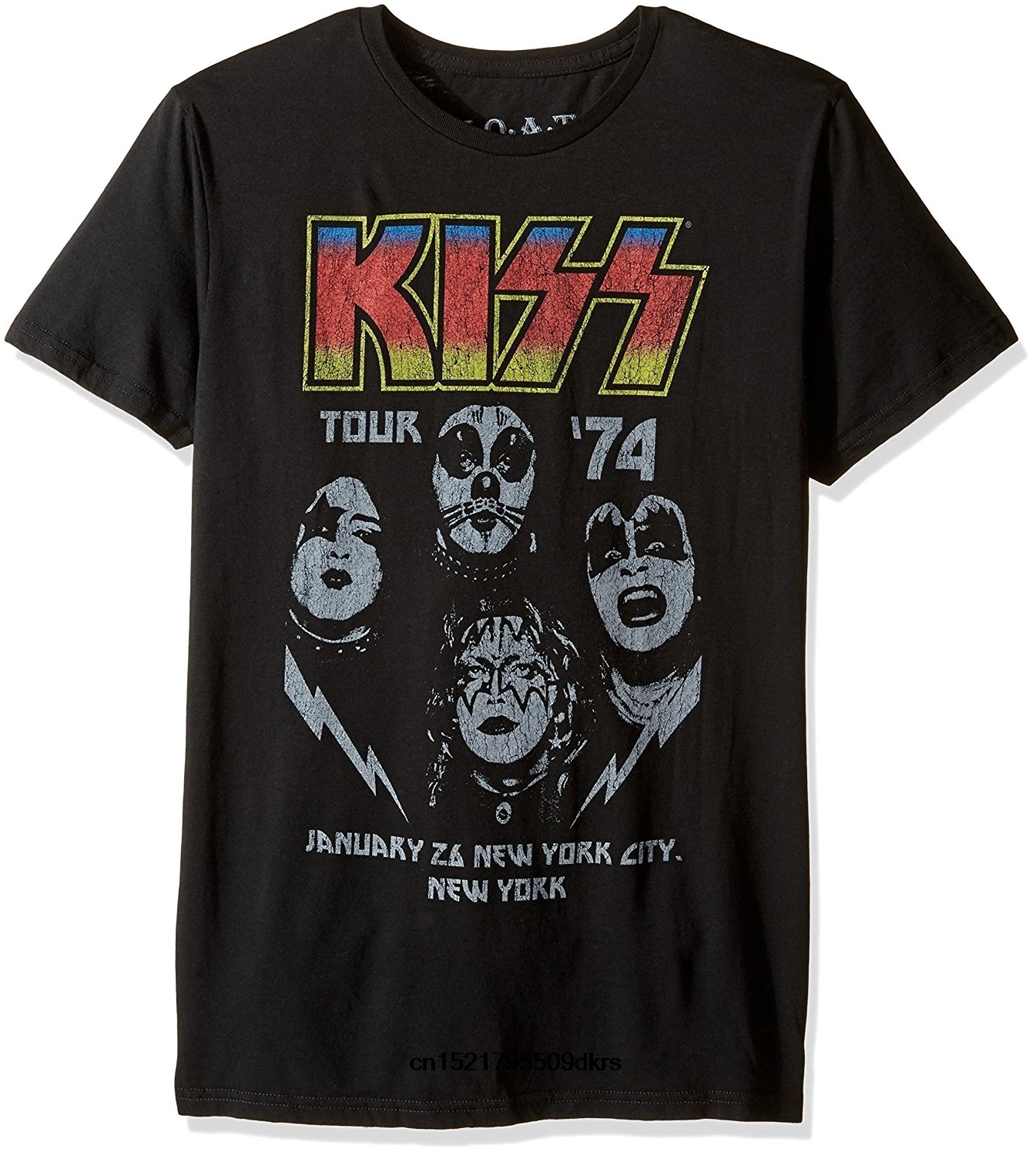 

Men T Shirt Custom Kiss Tour '74 Vintage Double Dye T-shirt Novelty T-shirt High Quality Casual Printing Tee