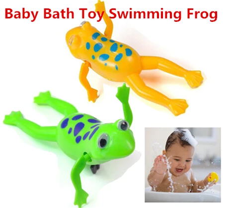 2018 New Baby Kids Bath Toy Clockwork Wind Up Plastic Swimming Frog Battery Operated Pool Bath for Kids Baby