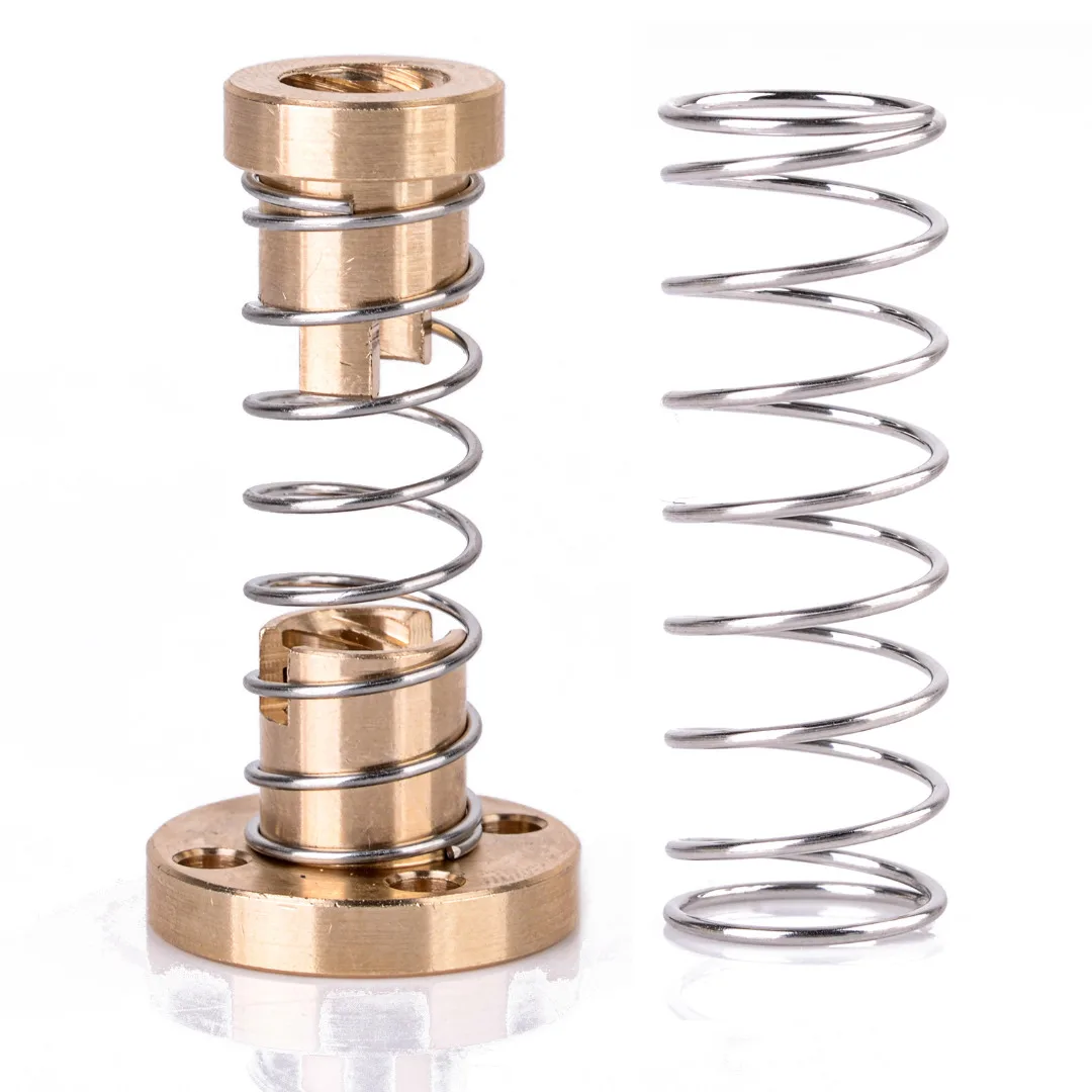 New T8 Anti-Backlash Spring Loaded Nut Brass Elimination Gap Nut For 8mm Threaded Rod Lead Screw 3D Printer Parts