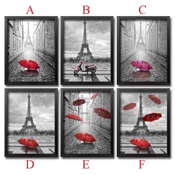 

3D DIY Diamond Painting Cross Stitch Needlework Mosaic 5D Diy Diamond Embroidery Paris Red Umbrella Pattern Hobbies Crafts