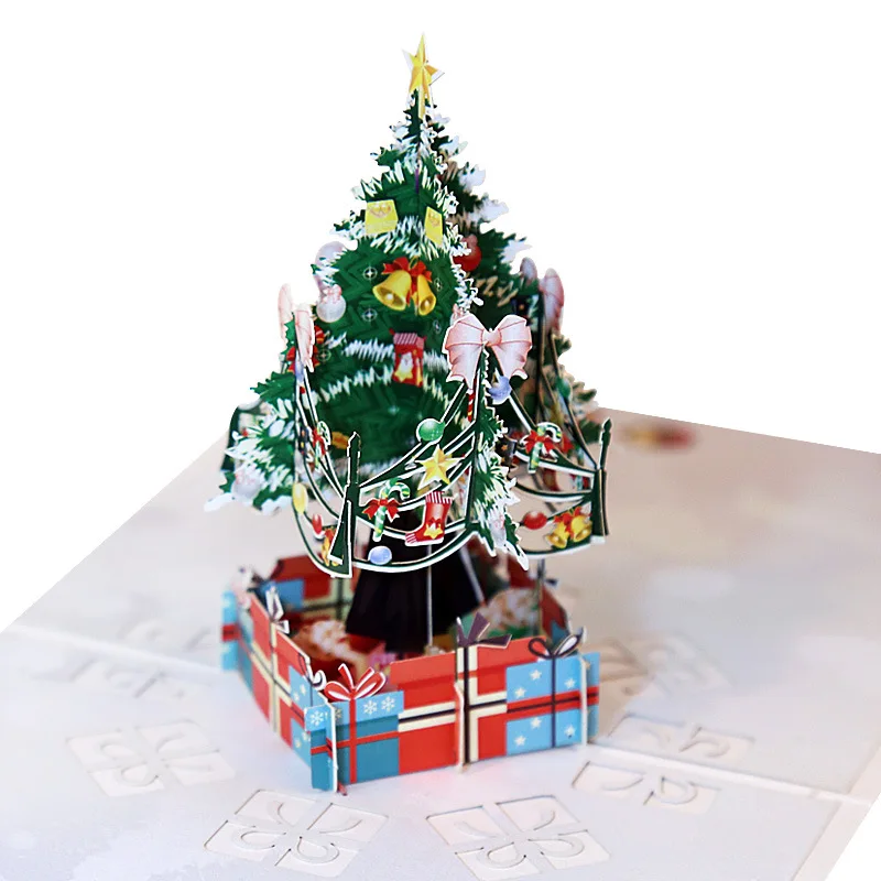 OLOEY Christmas Tree and Decoration 3D Pop Up Card Folding Handmade Gift card Greeting Postcard New Year Creative | Дом и сад
