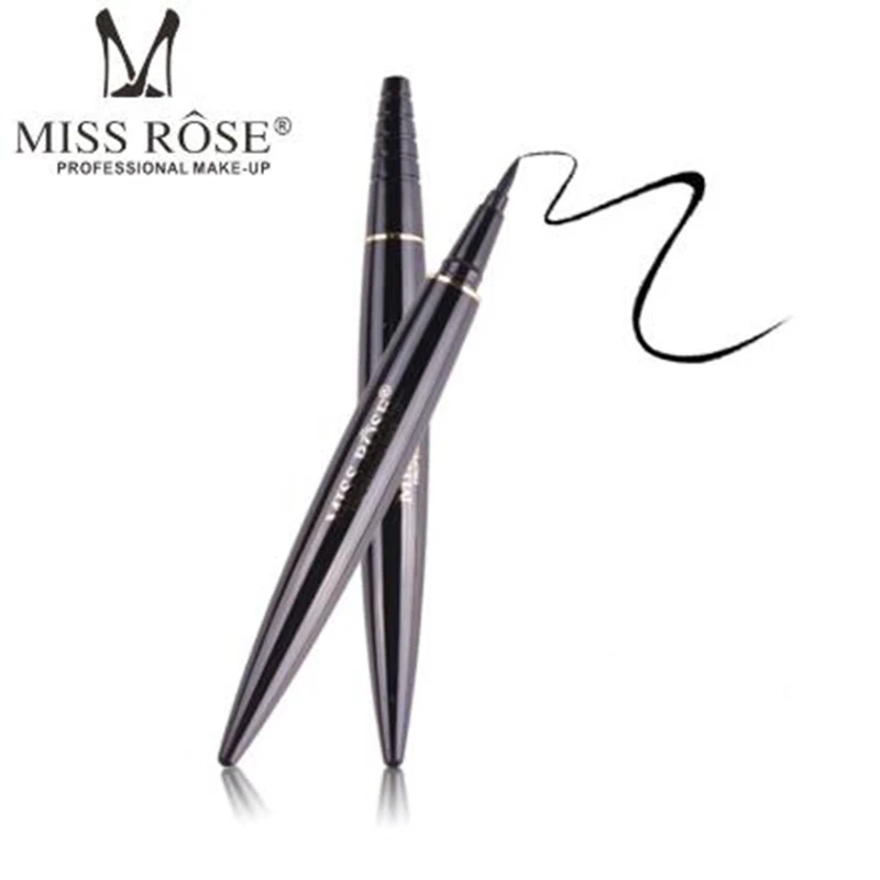 

MISS ROSE Eyeliner Bright black pen middle thick two-pointed tip waterproof durable long-term smudge pen