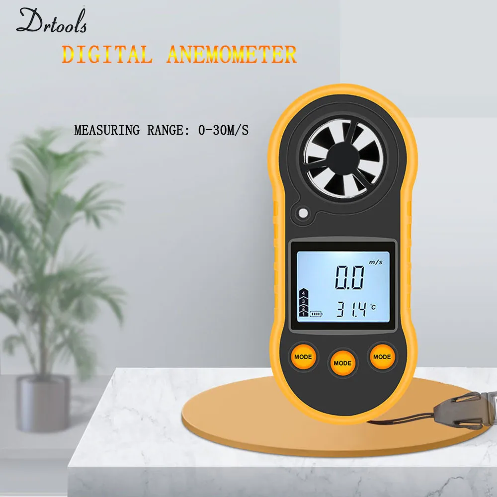 

Resolution LCD display digital portable handheld weather station anemometer anemometer digital temperature measuring instrument