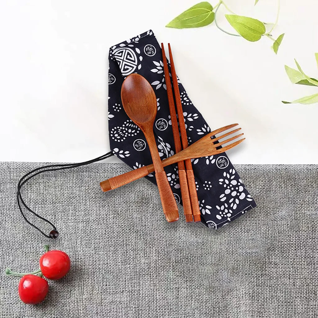 2019 Free Shipping Best Price Japanese Vintage Wooden Chopsticks Spoon Fork Tableware 3pcs Set New Gift Kitchen Gadgets | Дом и сад