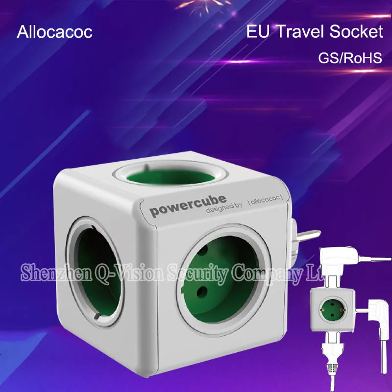 1-Allocacoc EU PowerCube Socket Power Strip DE Plug 4 Outlets Adapter 16A100-240V Smart Home 1.5M Extend Line Dual USB GSRoHS