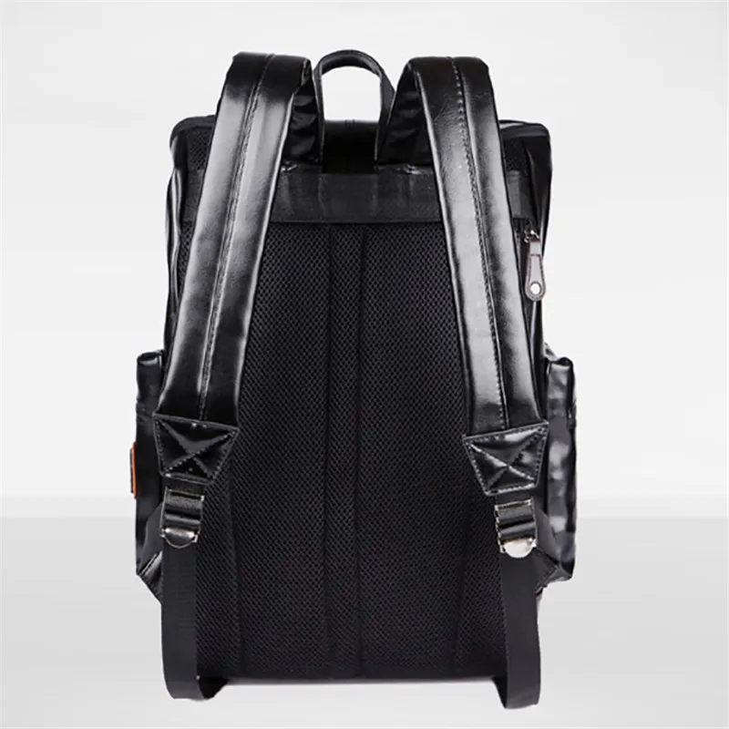 New Pu Leather Backpacks Fashion Vintage Notebook Laptop Backpack Male Large Capacity Backpacks for Men and Women Casual Bags 4