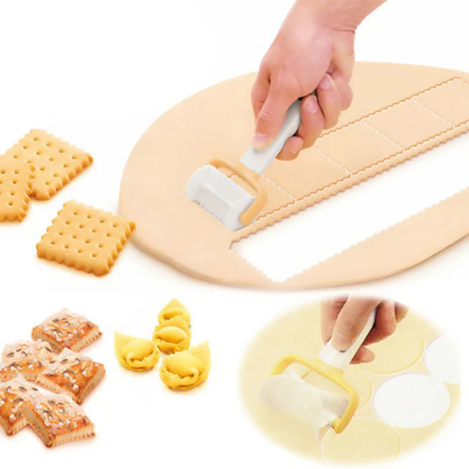 

KHGDNOR 3pcs/set Rolling Cookie Cutters Square Round Shape Pastry Cutter Cookie Biscuit Rolling Stamps Dumpling Maker