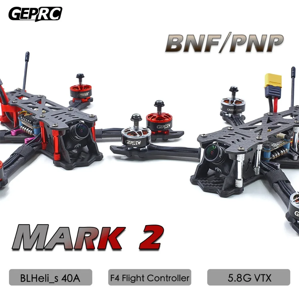 

GEPRC Mark2 PNP/BNF Version FPV Brushless RC Racing Drone Quadcopter with 230mm 40A BLHeli_s 600TVL Full 3K Carbon Fiber