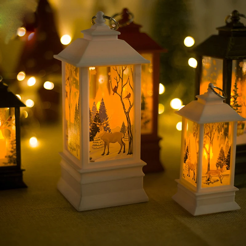 

1pc Christmas Decoration Candlestick Pendant Christmas Mini Table Lamp Plastic Decor Ornaments Christmas Wind Light 2018