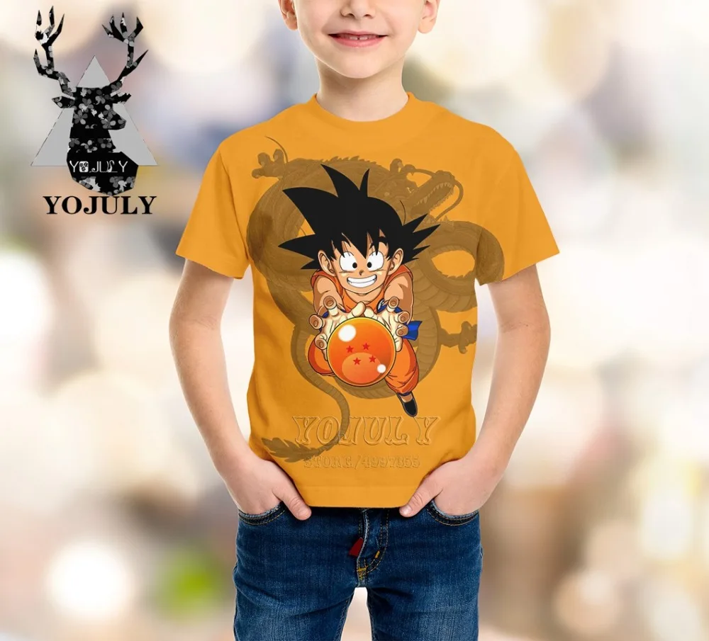 YOJULY Dragon Ball Z для мальчиков и девочек подростков 3d принт футболка Дети с коротким рукавом модные футболки детская одежда летние Modis A83
