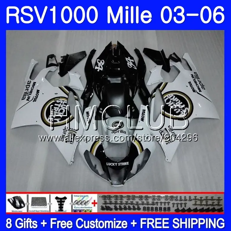 

Bodys For Aprilia RSV1000 R RR 03 04 05 06 RSV1000R Mille 123HM21 RSV1000R RSV1000RR Lucky Strike 2003 2004 2005 2006 Fairings